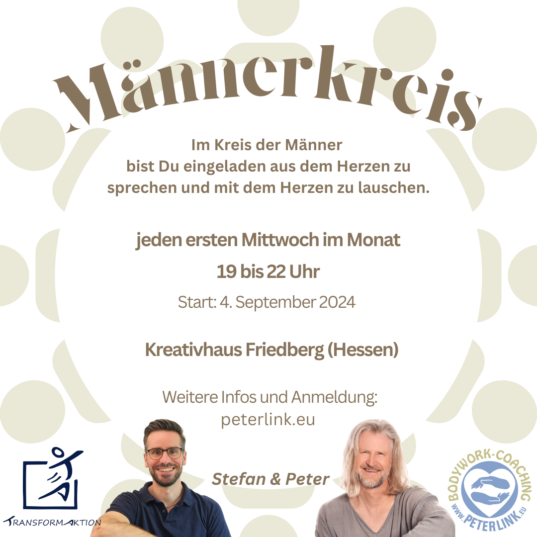 Männerkreis in Friedberg (Hessen) jeden ersten Mittwoch im Monat. Leitung: Peter + Stefan